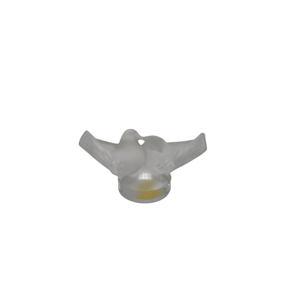 Lalique Crystal Lovebirds Figurine Frosted Glass Kissing Doves Sculpture paperwe